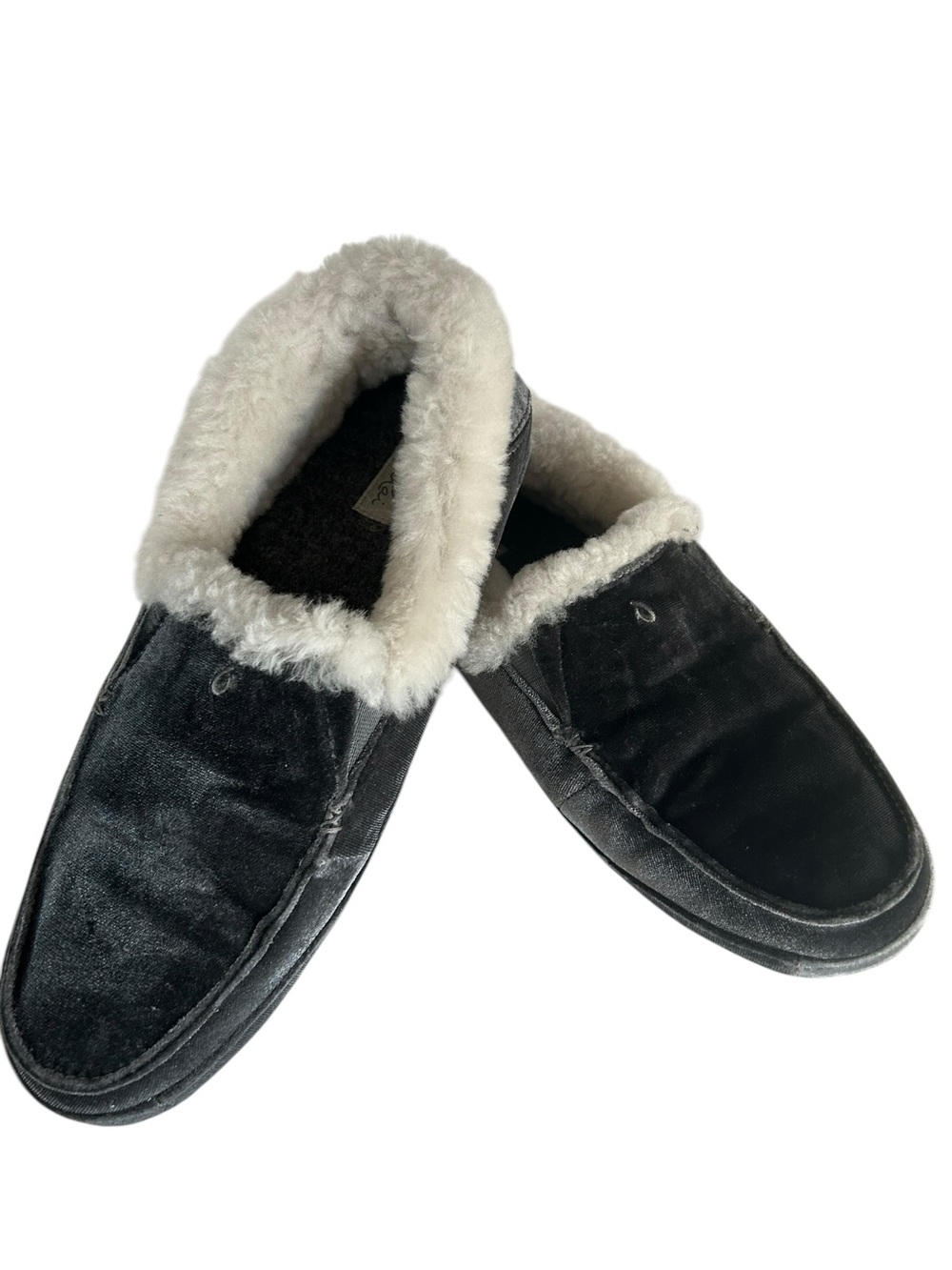 Olukai Shearling Slippers Ku’una Lanui Charcoal Grey Velvet Womens Size 11